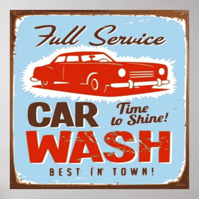 FULL SERVICE CAR WASH POSTER (Front)