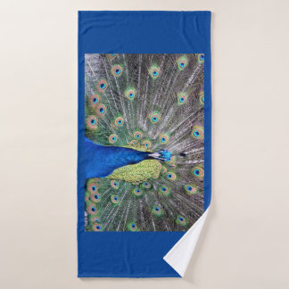 Full Sized Bath Towel With Peacock Design