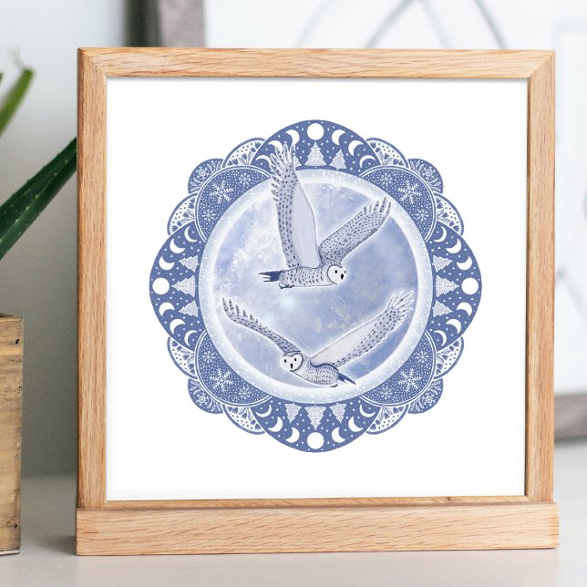 Full Snow Moon | February Owls Moon Illustration Poster (Creator Uploaded)