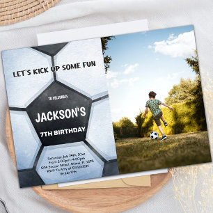 Full Soccer Birthday Invitations with photo