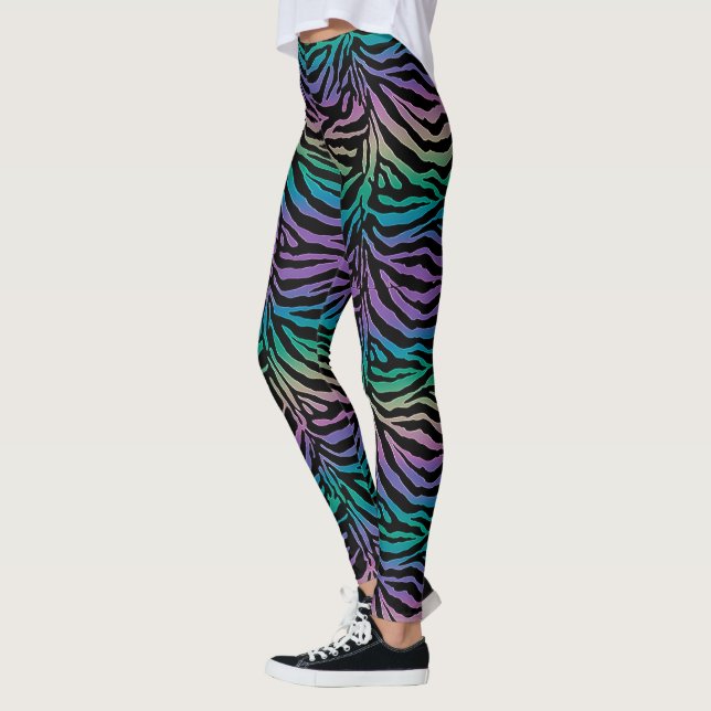 Full Spectrum Rainbow Zebra Animal Print Leggings (Left)