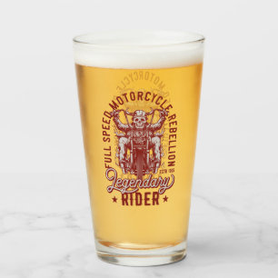 Full Speed Motorcycle Rebellion Beer  Glass