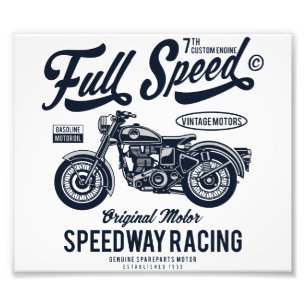 Full Speed Speedway Racing Photo Print