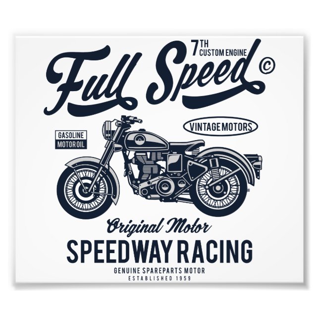 Full Speed Speedway Racing Photo Print (Front)