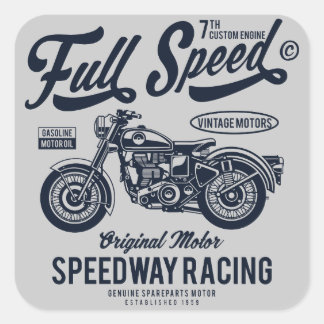 Full Speed Speedway Racing Square Sticker