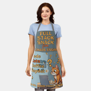 Full Stack Snack Coding Cat Humour Design Apron
