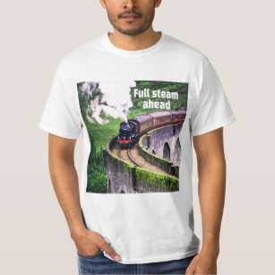 Full steam ahead Locomotive Train on Bridge T-Shirt
