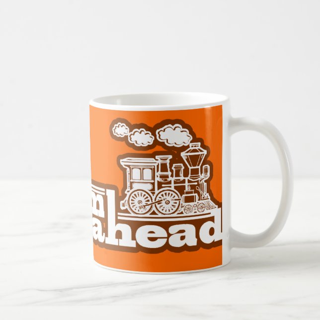 Full steam ahead orange steam train logo mug (Right)