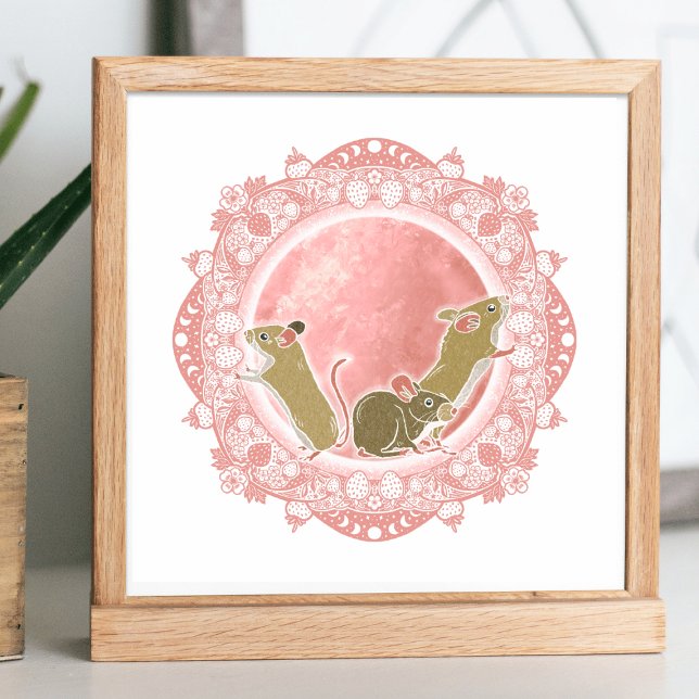 Full Strawberry Moon | June Moon Illustration Poster (Creator Uploaded)