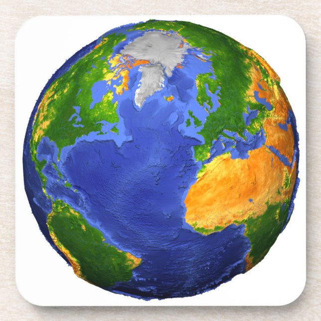 Full The Earth Showing Topographic Data. Coaster (Front)