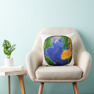 Full The Earth Showing Topographic Data. Cushion