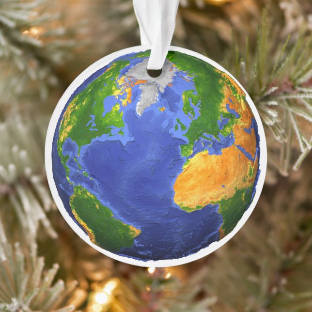 Full The Earth Showing Topographic Data. Ornament (Tree)