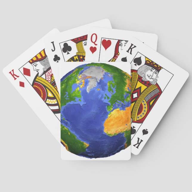 Full The Earth Showing Topographic Data. Playing Cards (Back)
