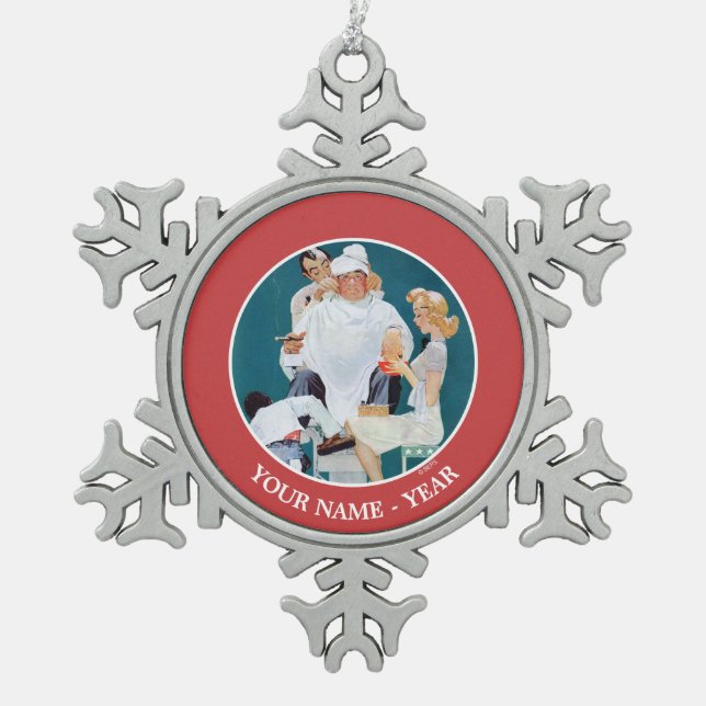 Full Treatment Snowflake Pewter Christmas Ornament (Front)