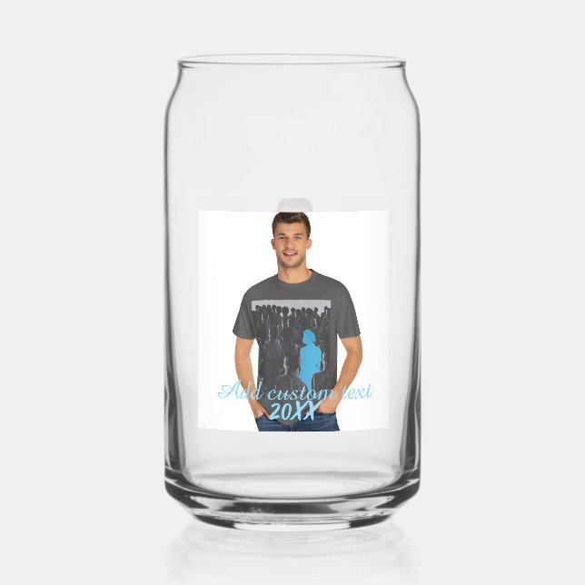 Full Vertical Photo - Script Custom Text  Can Glass (Back)