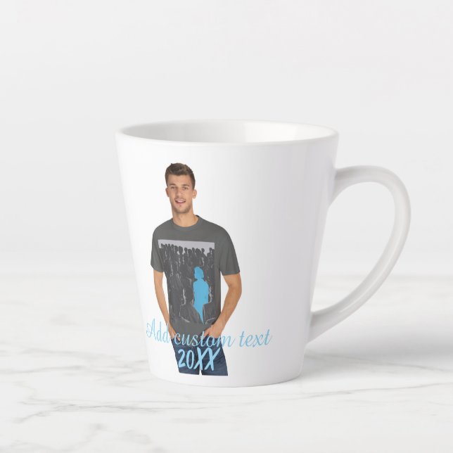 Full Vertical Photo - Script Custom Text  Latte Mug (Right)
