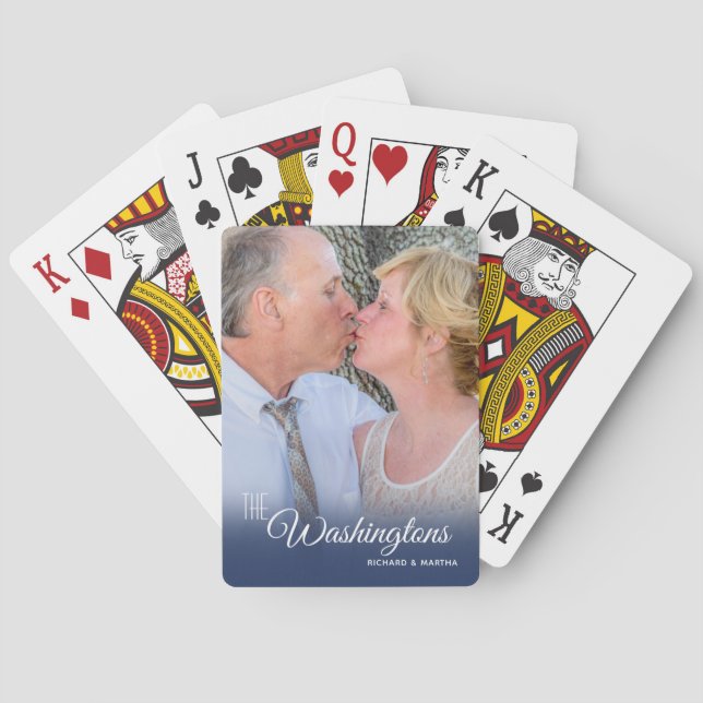 Full Vertical Photo White Overlay Text Playing Cards (Back)