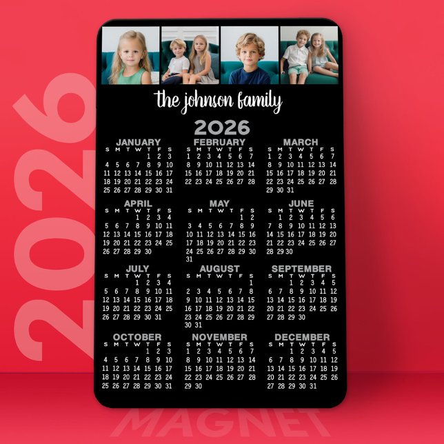 Full View Calendar with 4 photos Magnet (2026 Calendar Magnet)