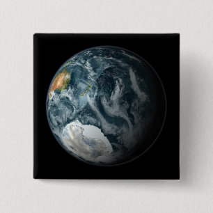 Full view of the Earth highlighting Antarctica 15 Cm Square Badge