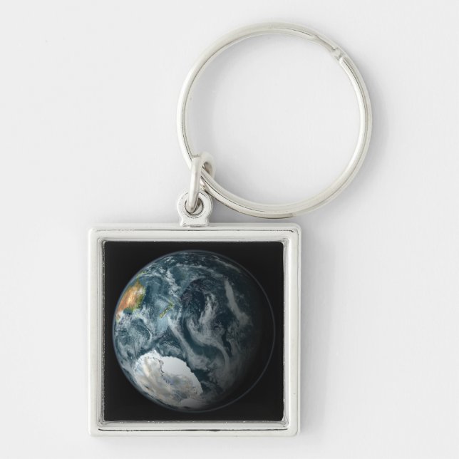 Full view of the Earth highlighting Antarctica Key Ring (Front)