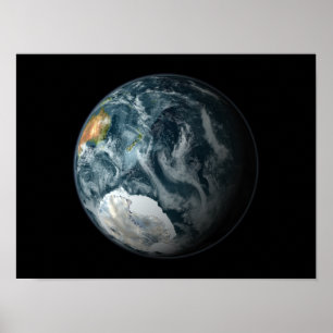 Full view of the Earth highlighting Antarctica Poster