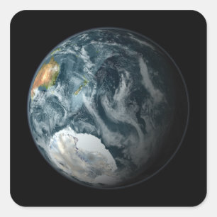 Full view of the Earth highlighting Antarctica Square Sticker