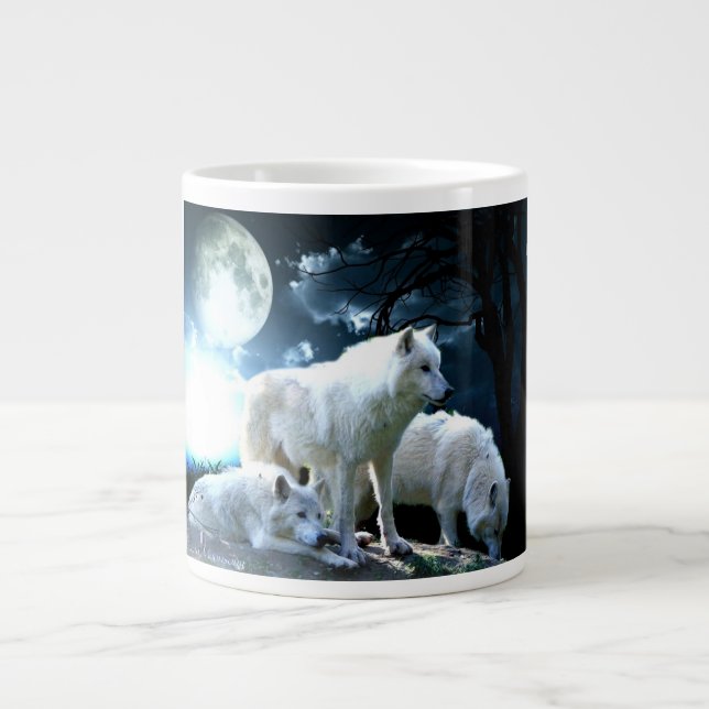 Full Wolf Moon Large Coffee Mug (Front)
