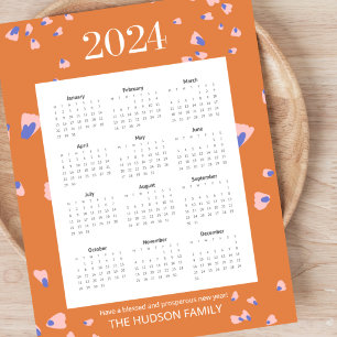 Full Year 12 Month Flower Petals Terracotta   Poster