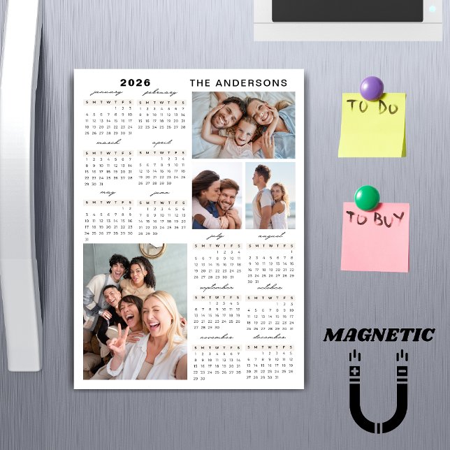Full Year 2026 Calendar Photo Collage Magnet (Creator Uploaded)