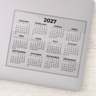Full Year 2027 Horizontal Calendar Black And White