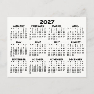 Full Year View Calendar - horizontal Black Postcard