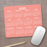 Full Year View Calendar - horizontal Mouse Pad<br><div class="desc">Coral and White - A minimal, basic 12 month calendar with a solid colour background. A standard look for your home office or school locker. The fonts are simple to read, and the colours can be changed. -------- If you open the customise area, it will take to you to an...</div>