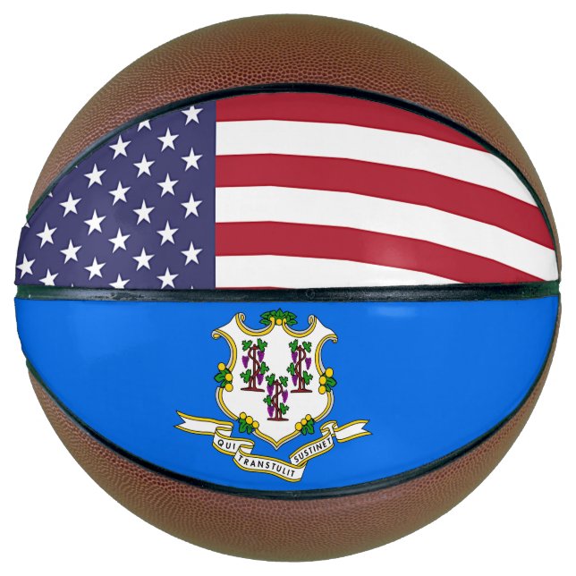 Fullsize Basketball with Flag of Connecticut, USA (Front)