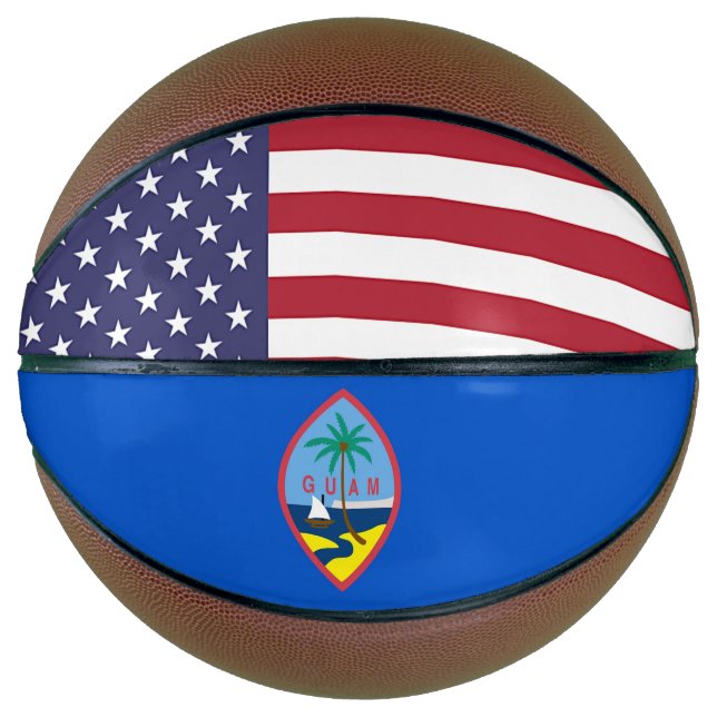 Fullsize Basketball with Flag of Guam, USA (Front)