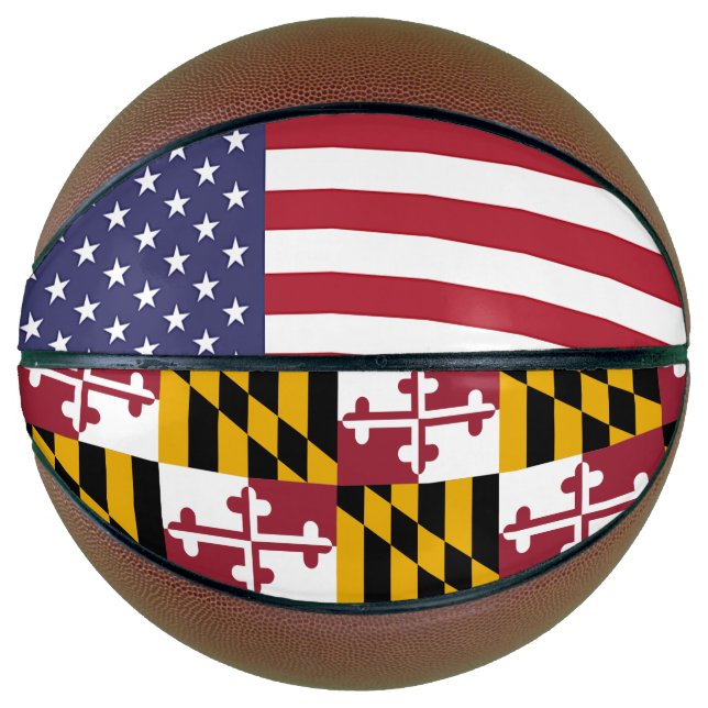 Fullsize Basketball with Flag of Maryland, USA (Front)
