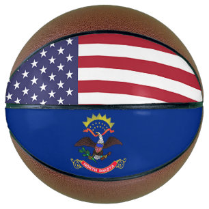 Fullsize Basketball with Flag of North Dakota