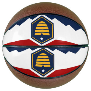 Fullsize Basketball with Flag of Utah, USA