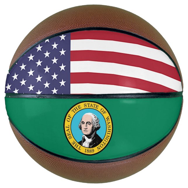 Fullsize Basketball with Flag of Washington State (Front)