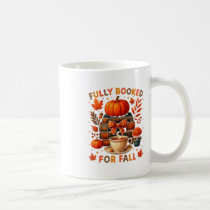Fully Booked For Fall Books Coffee Leaves Pumpkins Mug