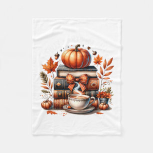 Fully Booked For Fall Books Pumpkin Autumn Thanksg Fleece Blanket