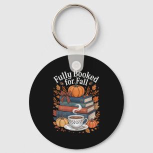 Fully Booked For Fall Books Pumpkin Autumn Thanksg Key Ring