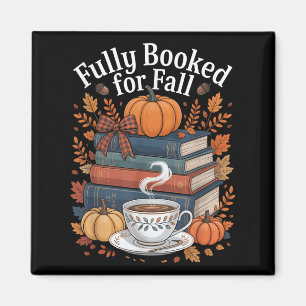 Fully Booked For Fall Books Pumpkin Autumn Thanksg Magnet
