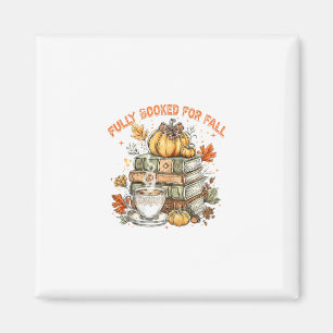Fully Booked For Fall Books Pumpkin Autumn Thanksg Magnet