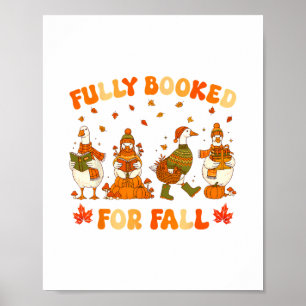 Fully Booked For Fall Books Pumpkin Autumn Thanksg Poster