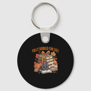 Fully Booked For Fall Pumpkin Cat Reading Books Au Key Ring