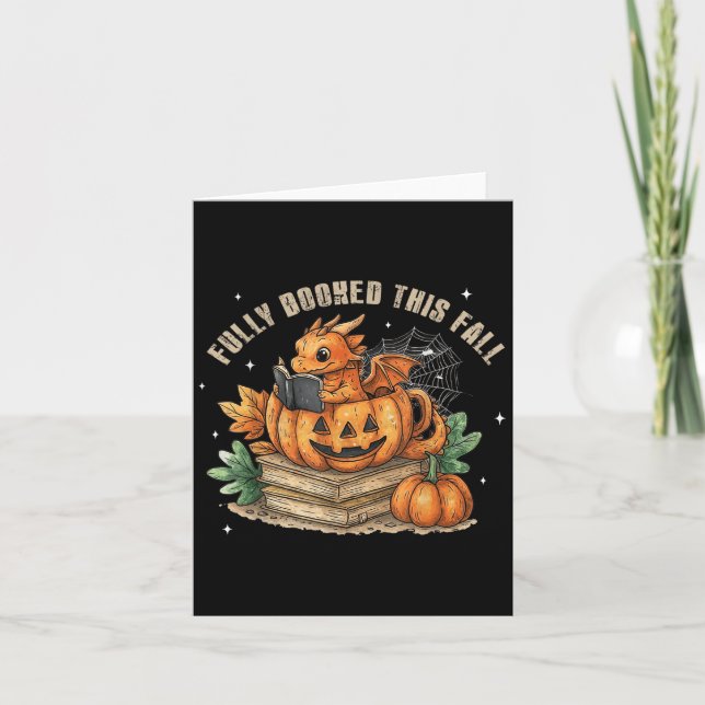 Fully Booked This Fall Bookworm Dragon Autumn Read Card (Front)