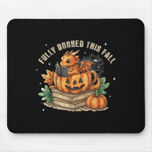 Fully Booked This Fall Bookworm Dragon Autumn Read Mouse Pad (Front)