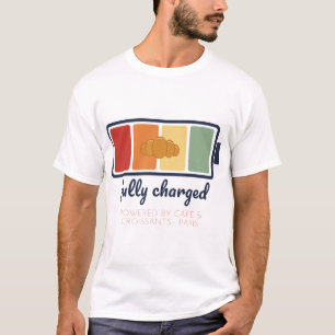 Fully Charged Croissant Funny Coffee T-Shirt