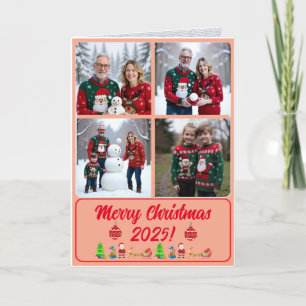 Fully Custom 4 Photo Traditional Folded Xmas Card