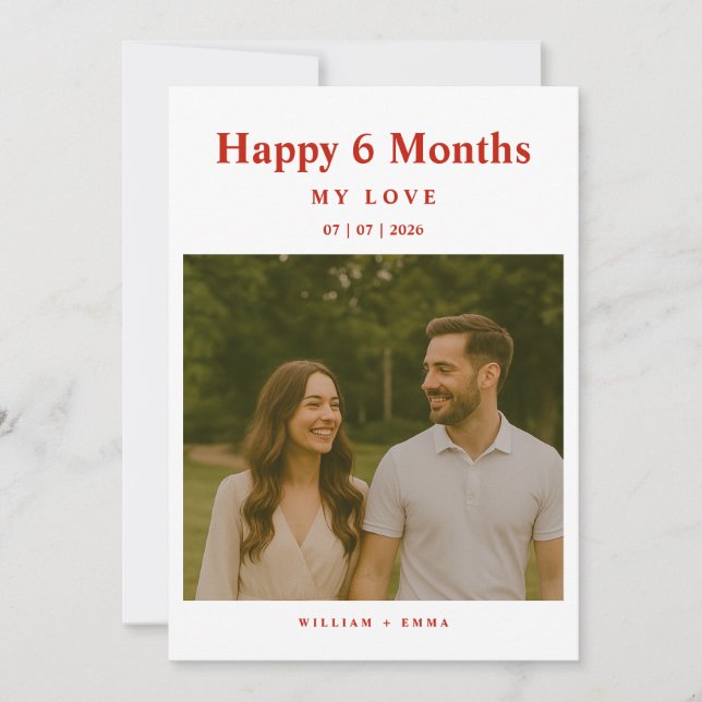 Fully Custom 6 Month Anniversary Card for Couple (Front)
